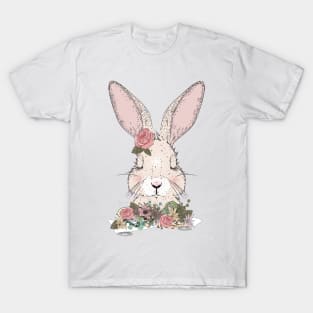 dreaming rabbit with floral ornament T-Shirt